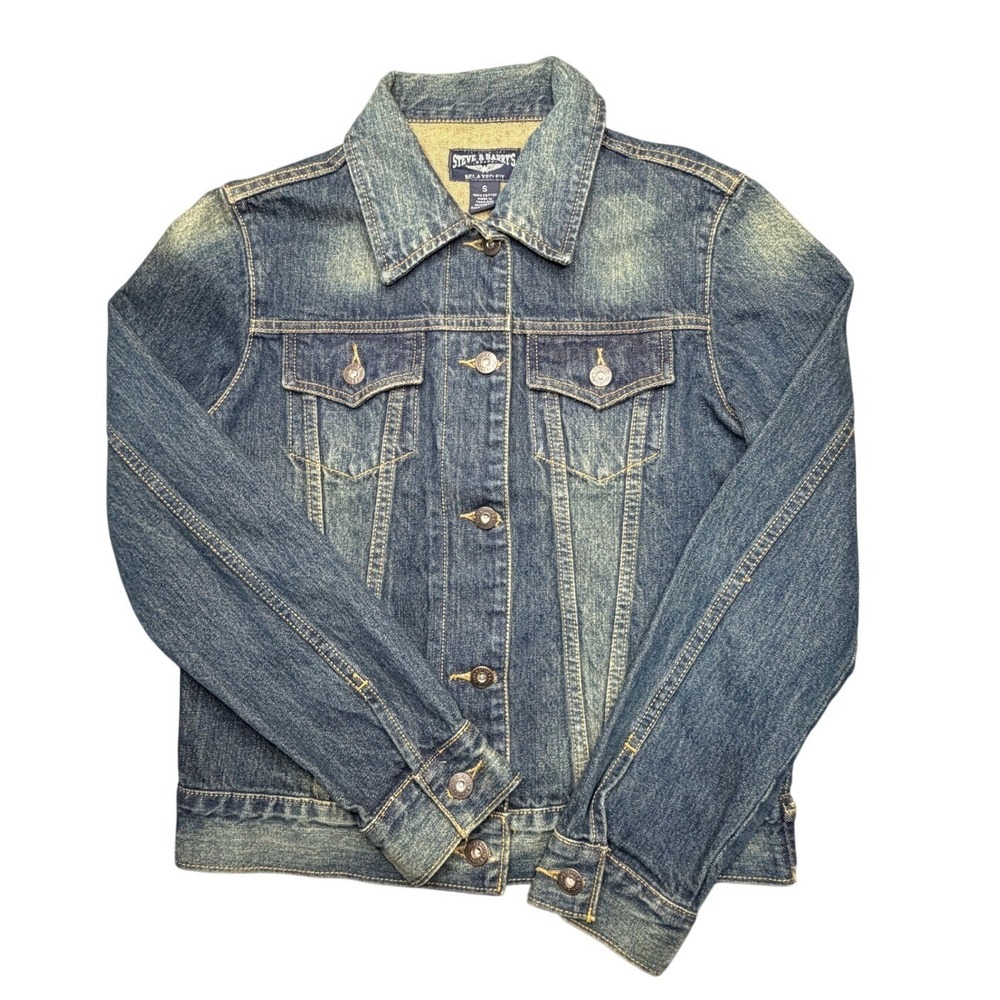 Vtg Steve & Barry's‎ Denim Jacket Womens S Blue Relaxed Fit Cotton Trucker Y2K